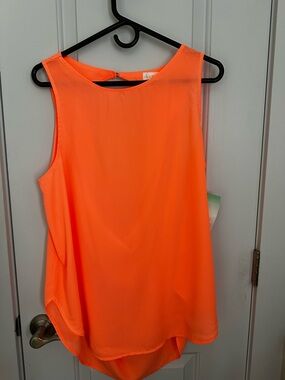 Decree Neon Orange Sleeveless Chiffon Camisole
